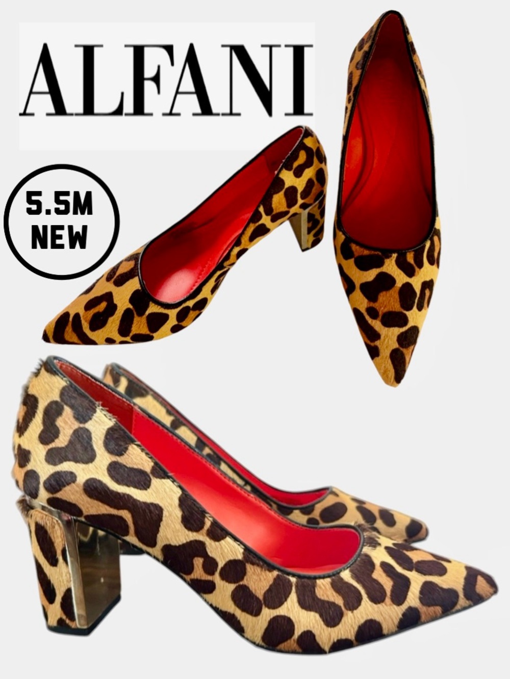 Alfani Step N Flex Calf Hair Leopard Print Jensonn Block Heel Pumps (5.5M)